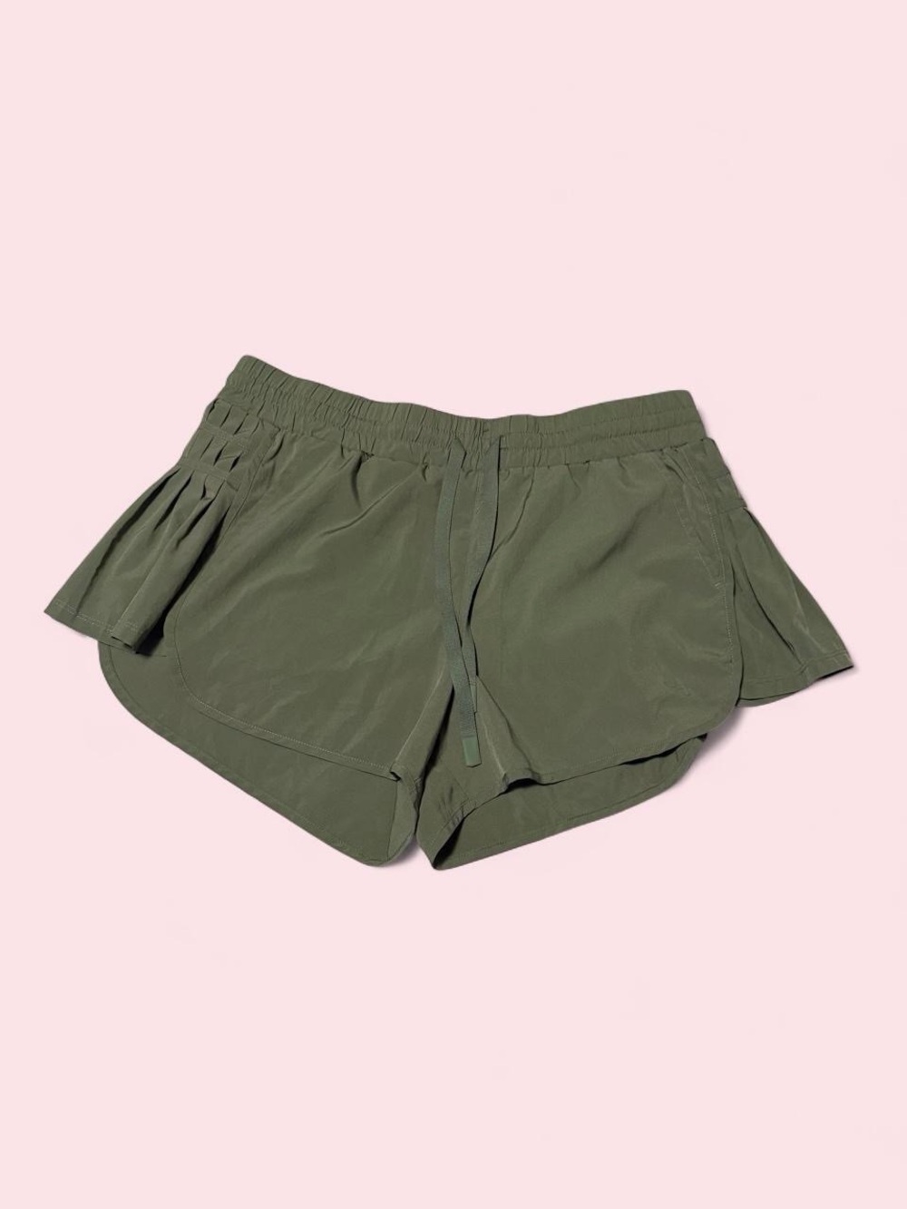 JoyLab Olive Green Athletic Shorts with Pleat Detail